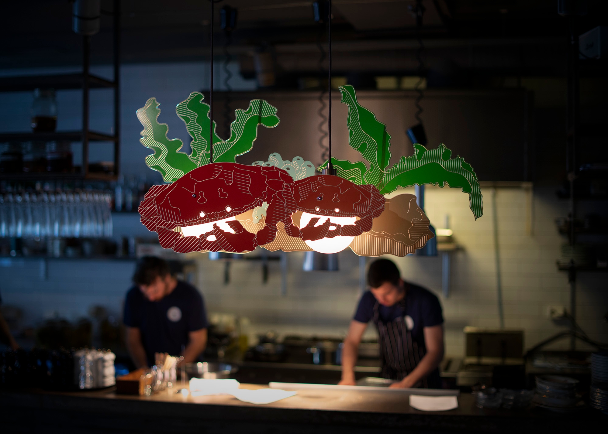 Crab Lamp and chefs